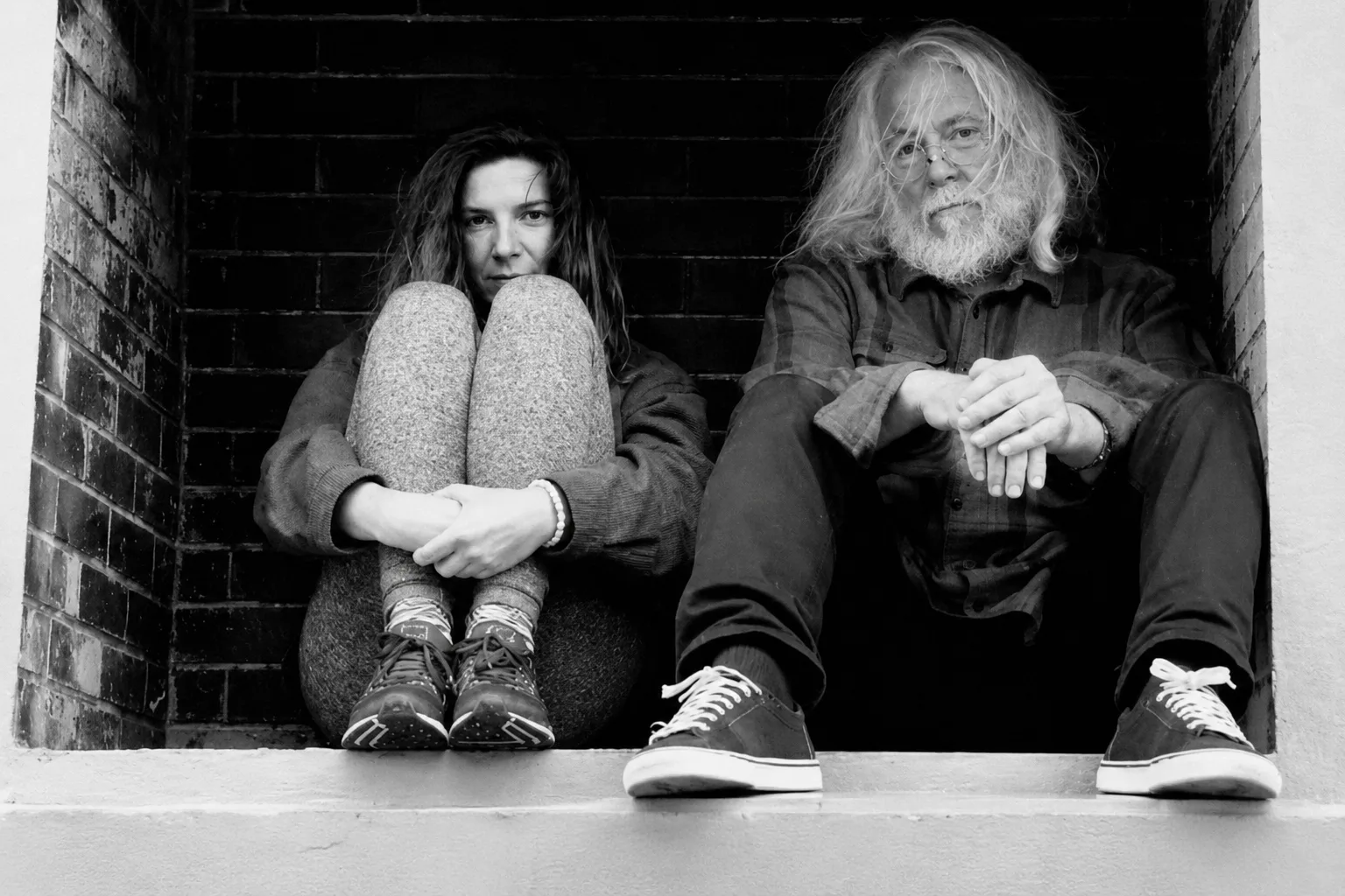 Black-and-white portrait of Robert Richardson and director Jana Hojdová featured in The White Devil documentary.
