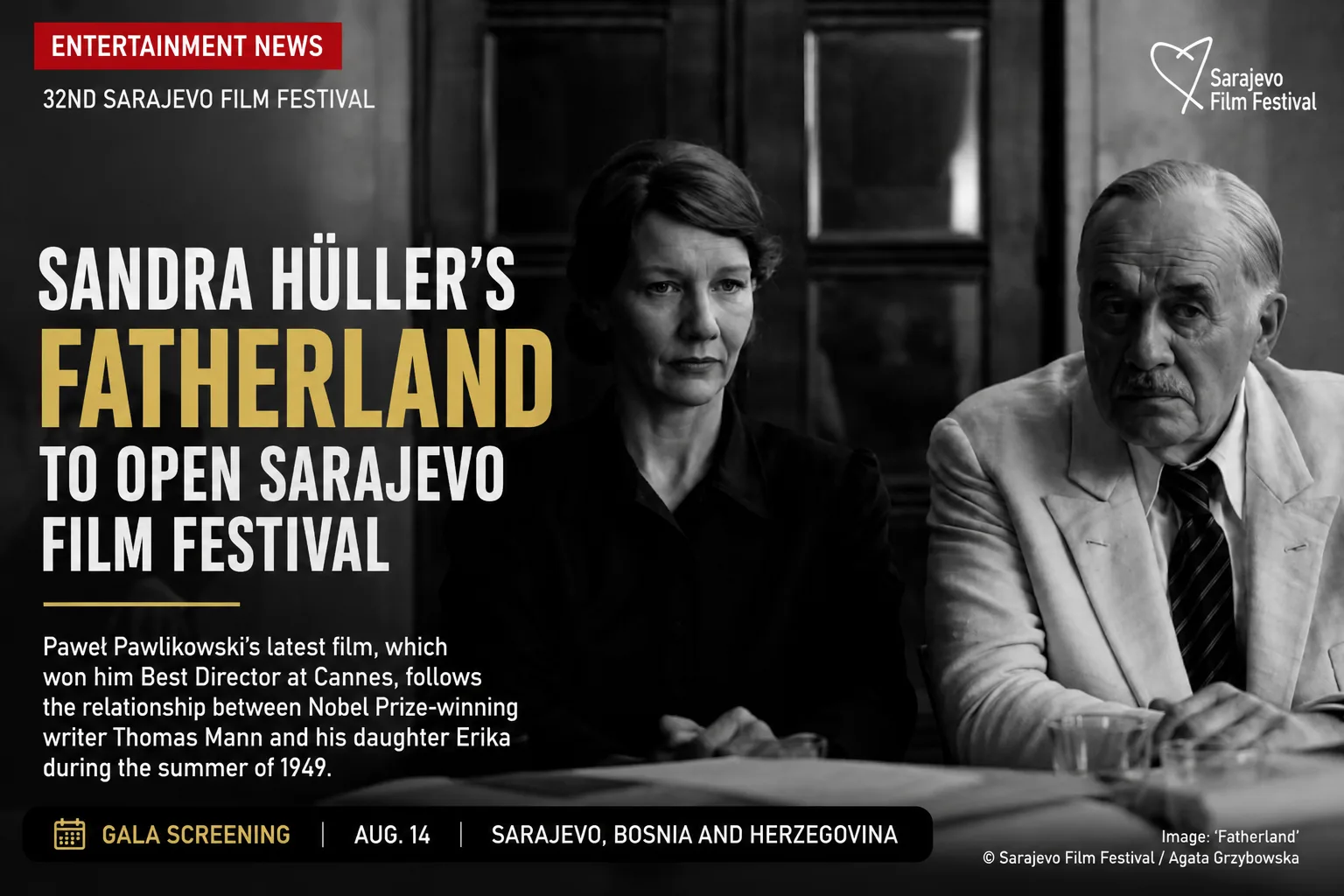 Sandra Hüller and Hanns Zischler in a scene from *Fatherland*, the opening film of the 32nd Sarajevo Film Festival.
