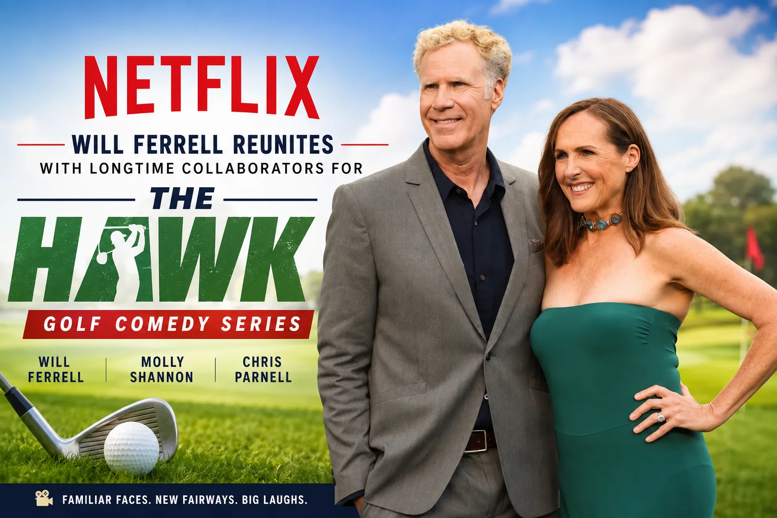 Will Ferrell and Molly Shannon attend the Netflix premiere for The Hawk, celebrating their reunion for the upcoming golf comedy series.